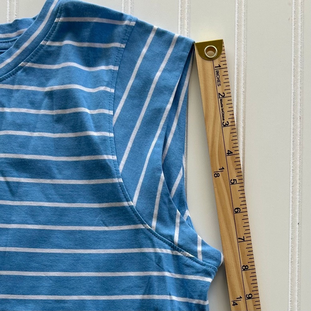 Talbots Muscle Tee (Mp) Blue White EXCELLENT Pima Cotton Striped Tank Top - Picture 5 of 8
